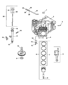 Cv745-0006 Crankcase Diagram and Parts List for M60-KHEFI 53AB5HEX750-28-HP Cub Cadet Lawn Tractor